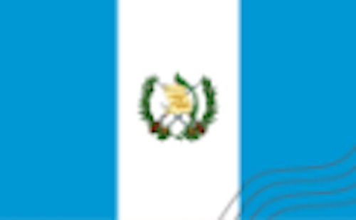 Guatemalan flag with light blue and white vertical stripes and national emblem